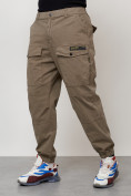 Оптом Джинсы карго мужские с накладными карманами бежевого цвета 2417B, фото 2