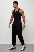Оптом Джинсы карго мужские с накладными карманами черного цвета 2417Ch в Самаре, фото 2