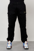 Оптом Джинсы карго мужские с накладными карманами черного цвета 2417Ch в Оренбурге, фото 5