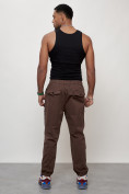 Оптом Джинсы карго мужские с накладными карманами коричневого цвета 2417K, фото 10