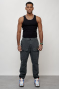 Оптом Джинсы карго мужские с накладными карманами темно-серого цвета 2417TC в Саратове