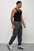 Оптом Джинсы карго мужские с накладными карманами темно-серого цвета 2417TC, фото 3