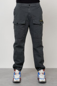 Оптом Джинсы карго мужские с накладными карманами темно-серого цвета 2417TC, фото 5