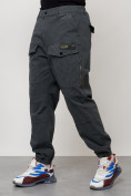 Оптом Джинсы карго мужские с накладными карманами темно-серого цвета 2417TC, фото 6