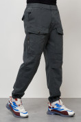 Оптом Джинсы карго мужские с накладными карманами темно-серого цвета 2417TC в Перми, фото 7