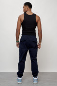 Оптом Джинсы карго мужские с накладными карманами темно-синего цвета 2417TS в Волгоградке, фото 12