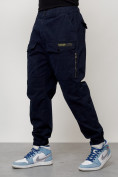 Оптом Джинсы карго мужские с накладными карманами темно-синего цвета 2417TS в Саратове, фото 6