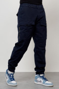Оптом Джинсы карго мужские с накладными карманами темно-синего цвета 2417TS в Перми, фото 7