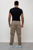 Оптом Джинсы карго мужские с накладными карманами бежевого цвета 2418B в Волгоградке, фото 4