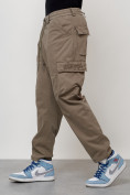 Оптом Джинсы карго мужские с накладными карманами бежевого цвета 2418B, фото 6