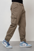 Оптом Джинсы карго мужские с накладными карманами бежевого цвета 2418B, фото 7