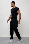 Оптом Джинсы карго мужские с накладными карманами черного цвета 2418Ch в Самаре, фото 2