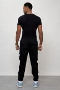 Оптом Джинсы карго мужские с накладными карманами черного цвета 2418Ch в Новосибирске, фото 4