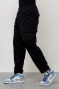 Оптом Джинсы карго мужские с накладными карманами черного цвета 2418Ch в Новосибирске, фото 6