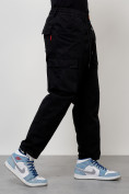 Оптом Джинсы карго мужские с накладными карманами черного цвета 2418Ch в Самаре, фото 7
