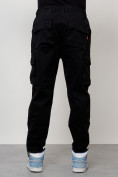 Оптом Джинсы карго мужские с накладными карманами черного цвета 2418Ch в Новосибирске, фото 8