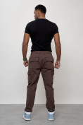 Оптом Джинсы карго мужские с накладными карманами коричневого цвета 2418K, фото 13