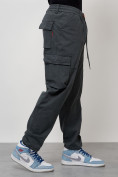 Оптом Джинсы карго мужские с накладными карманами темно-серого цвета 2418TC в Волгоградке, фото 10