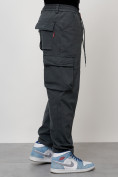 Оптом Джинсы карго мужские с накладными карманами темно-серого цвета 2418TC, фото 12