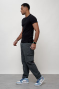 Оптом Джинсы карго мужские с накладными карманами темно-серого цвета 2418TC, фото 5