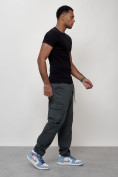 Оптом Джинсы карго мужские с накладными карманами темно-серого цвета 2418TC, фото 6