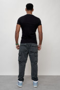 Оптом Джинсы карго мужские с накладными карманами темно-серого цвета 2418TC, фото 7