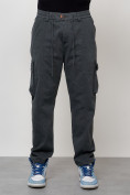 Оптом Джинсы карго мужские с накладными карманами темно-серого цвета 2418TC, фото 8