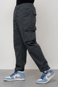 Оптом Джинсы карго мужские с накладными карманами темно-серого цвета 2418TC в Казани, фото 9