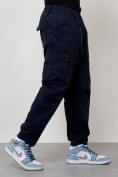 Оптом Джинсы карго мужские с накладными карманами темно-синего цвета 2418TS, фото 7