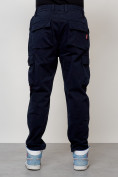 Оптом Джинсы карго мужские с накладными карманами темно-синего цвета 2418TS, фото 8
