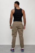 Оптом Джинсы карго мужские с накладными карманами бежевого цвета 2419B, фото 12