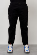 Оптом Джинсы карго мужские с накладными карманами черного цвета 2419Ch в Самаре