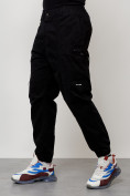 Оптом Джинсы карго мужские с накладными карманами черного цвета 2419Ch в Челябинске, фото 2