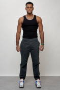 Оптом Джинсы карго мужские с накладными карманами темно-серого цвета 2419TC в Омске