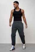 Оптом Джинсы карго мужские с накладными карманами темно-серого цвета 2419TC, фото 10