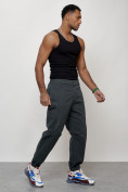 Оптом Джинсы карго мужские с накладными карманами темно-серого цвета 2419TC в Саратове, фото 3