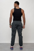 Оптом Джинсы карго мужские с накладными карманами темно-серого цвета 2419TC, фото 4