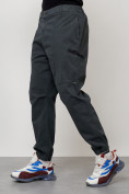 Оптом Джинсы карго мужские с накладными карманами темно-серого цвета 2419TC, фото 6