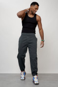 Оптом Джинсы карго мужские с накладными карманами темно-серого цвета 2419TC, фото 9