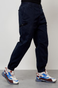 Оптом Джинсы карго мужские с накладными карманами темно-синего цвета 2419TS, фото 3