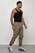 Оптом Джинсы карго мужские с накладными карманами бежевого цвета 2420B, фото 2