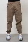 Оптом Джинсы карго мужские с накладными карманами бежевого цвета 2420B во Владивостоке, фото 5
