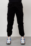 Оптом Джинсы карго мужские с накладными карманами черного цвета 2420Ch в Санкт-Петербурге