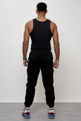 Оптом Джинсы карго мужские с накладными карманами черного цвета 2420Ch в Перми, фото 10