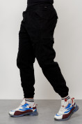 Оптом Джинсы карго мужские с накладными карманами черного цвета 2420Ch в Перми, фото 2