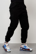 Оптом Джинсы карго мужские с накладными карманами черного цвета 2420Ch, фото 3