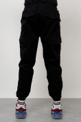 Оптом Джинсы карго мужские с накладными карманами черного цвета 2420Ch в Новосибирске, фото 4
