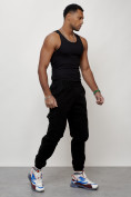 Оптом Джинсы карго мужские с накладными карманами черного цвета 2420Ch в Екатеринбурге, фото 9