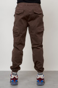 Оптом Джинсы карго мужские с накладными карманами коричневого цвета 2420K, фото 7