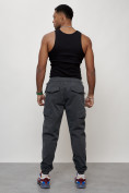 Оптом Джинсы карго мужские с накладными карманами темно-серого цвета 2420TC в Сочи, фото 4